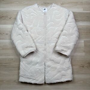 Nike High Pile Sherpa Loose Fit Jacket -Ivory- FV8025-104 Women's Size XS